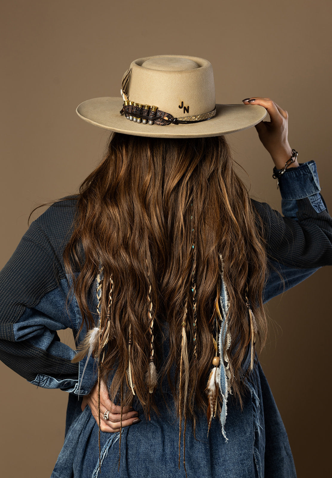 Denim & Lace Feather Chain - Autumn