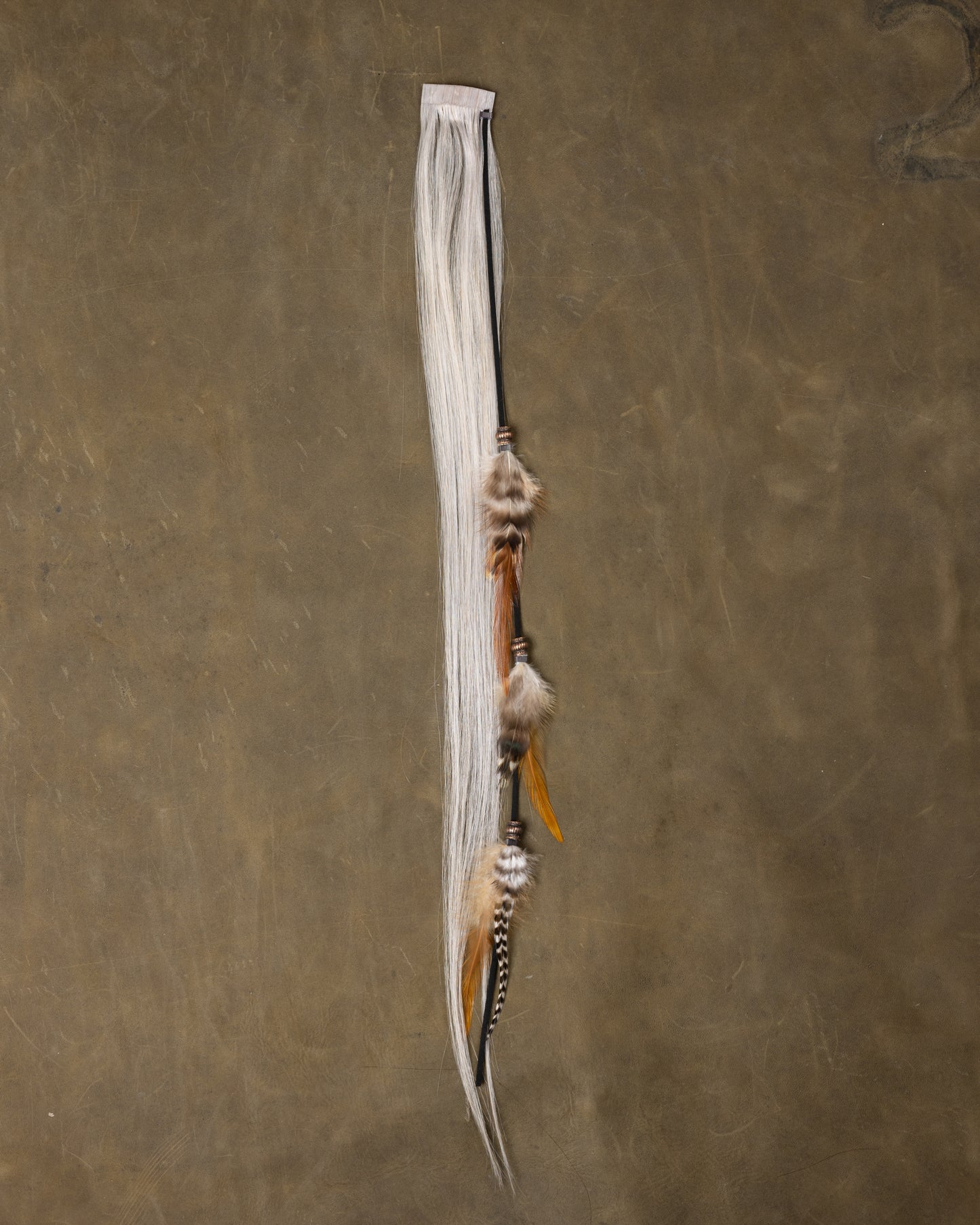 Copper Bead Feather Chain - Silver