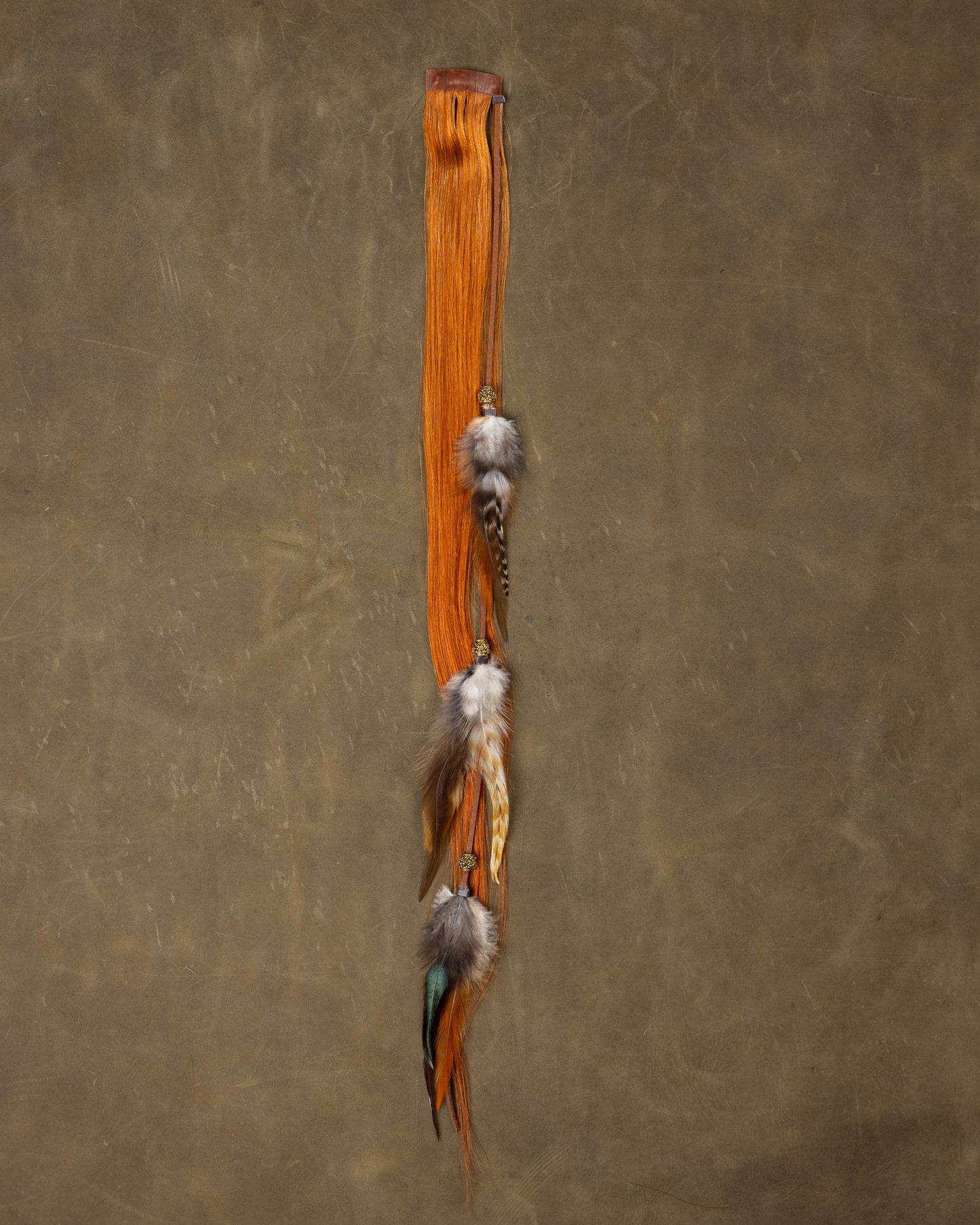 Gold Bead Feather Chain - Jasper