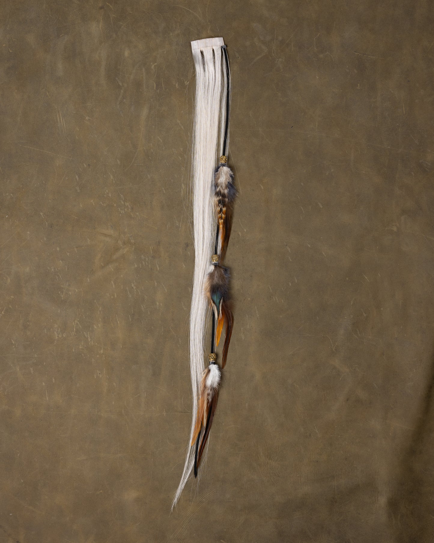 Gold Bead Feather Chain - Silver