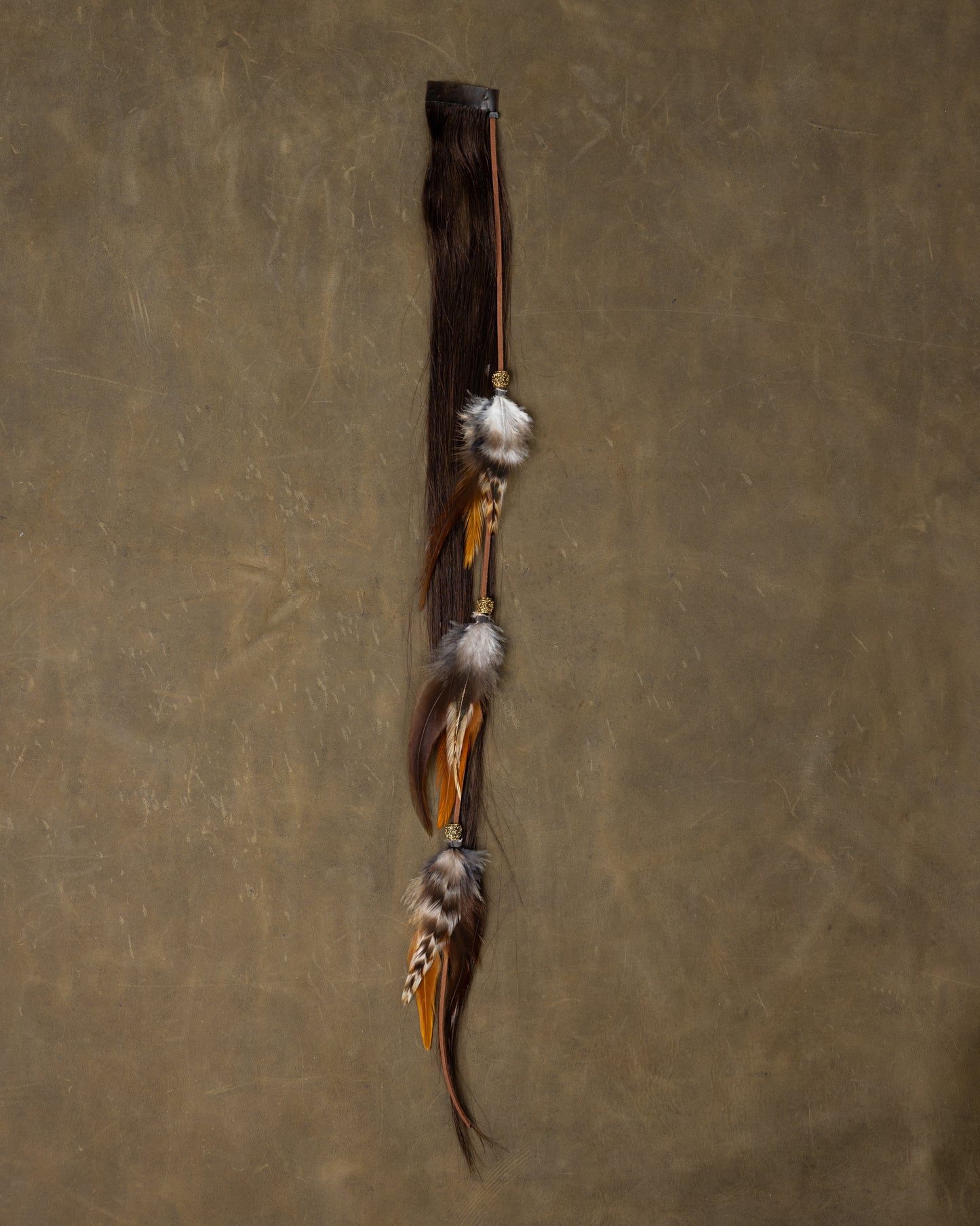 Gold Bead Feather Chain - Smoke