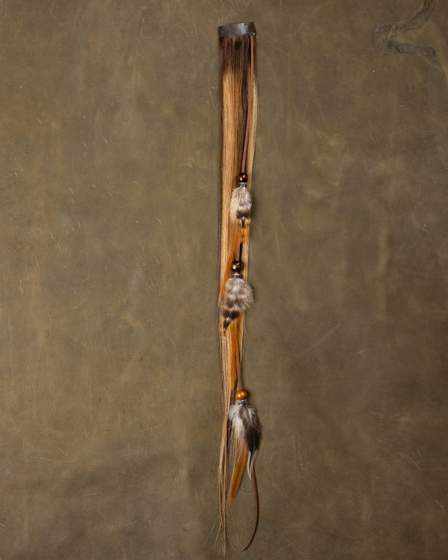 Wood Bead Feather Chain - Autumn