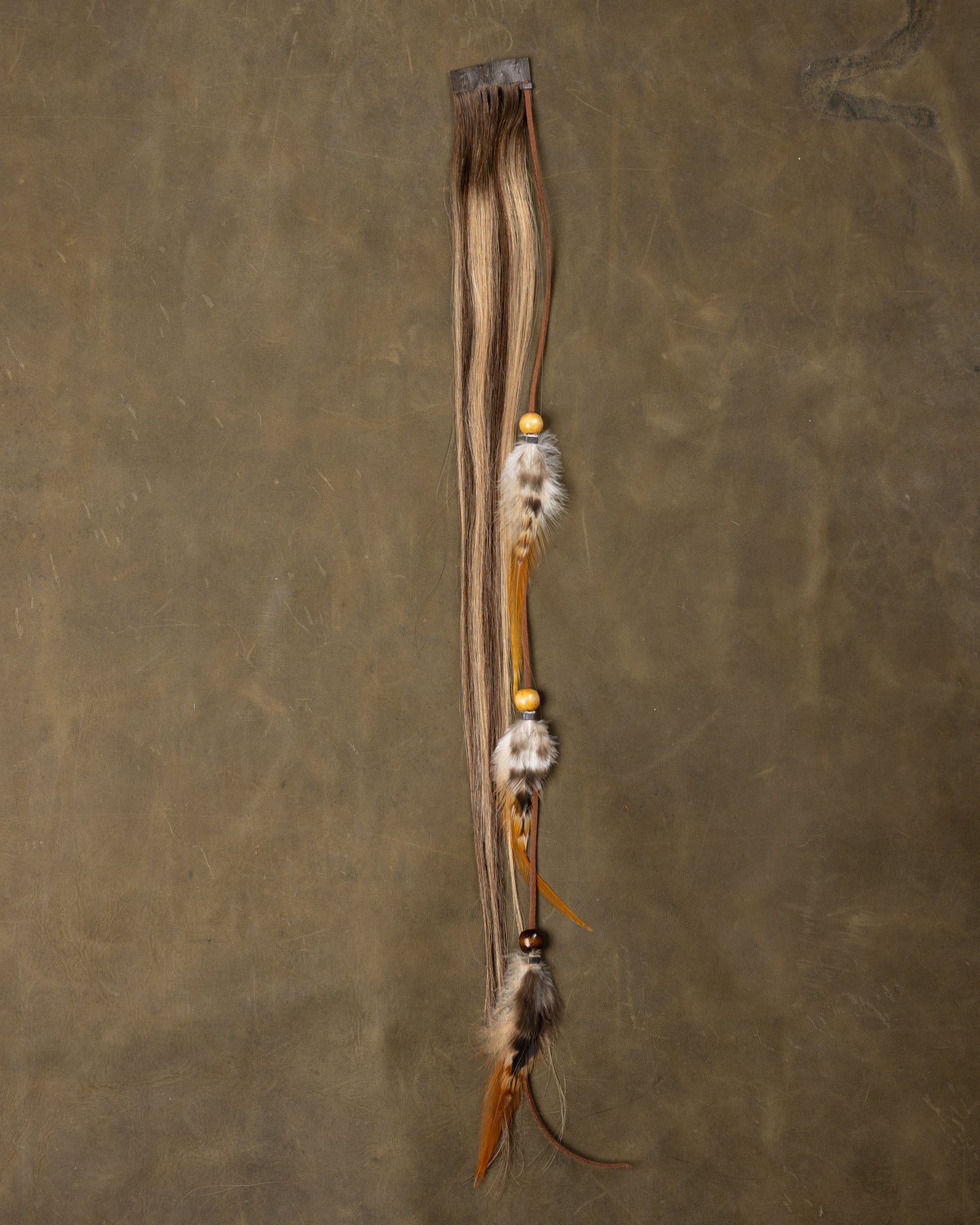 Wood Bead Feather Chain - Mica