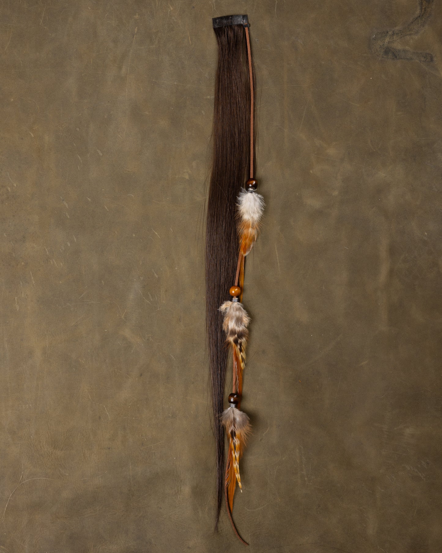 Wood Bead Feather Chain - Smoke