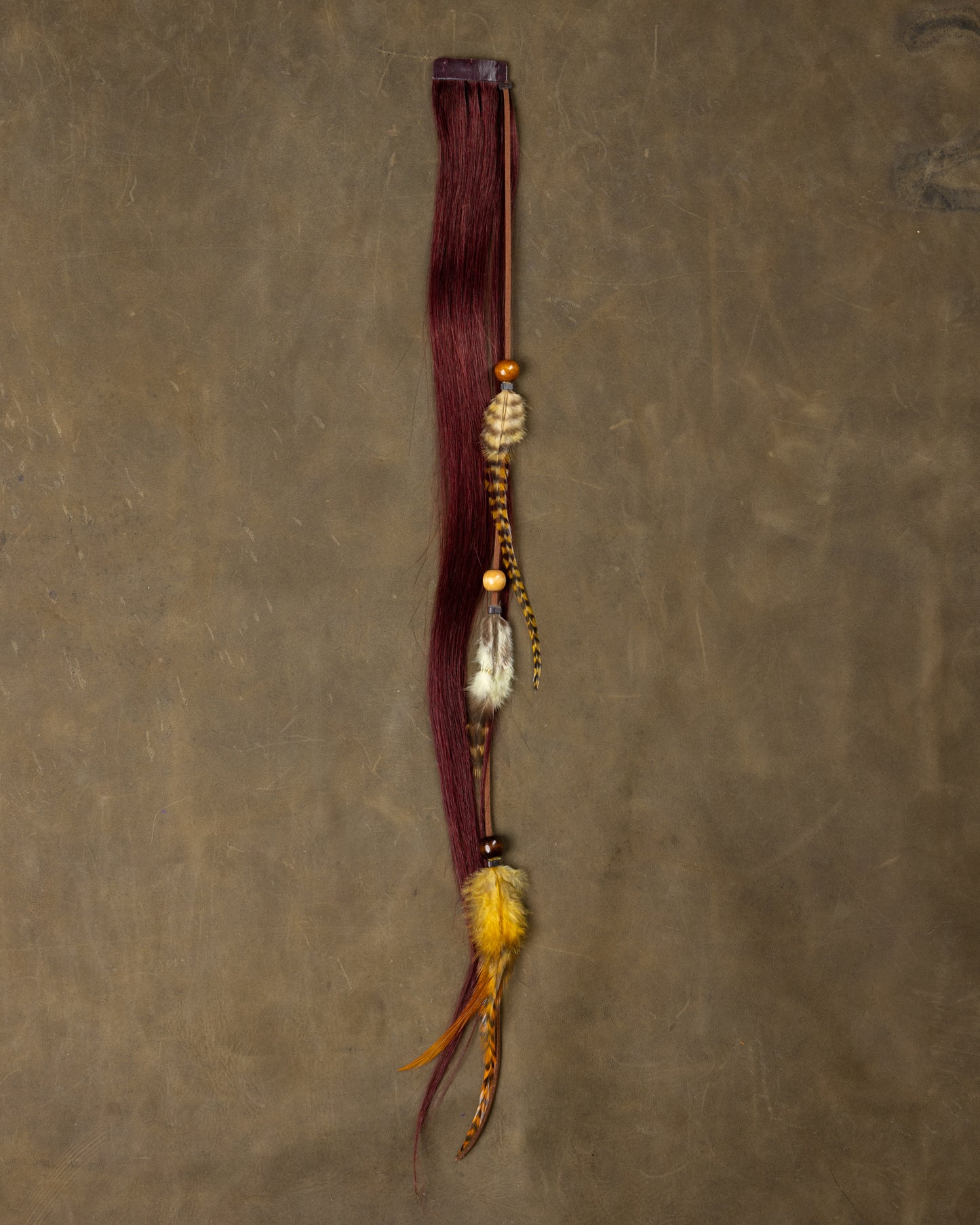 Yellow Feather Chain - Burgundy