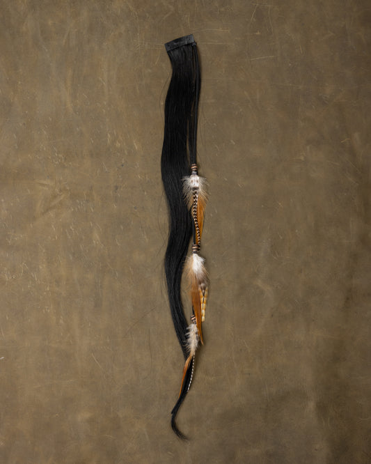 Copper Bead Feather Chain - Black Stone