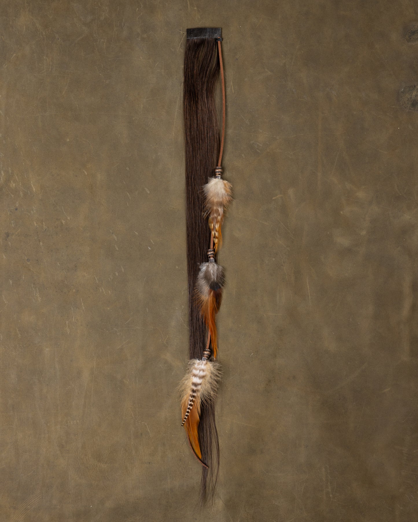 Copper Bead Feather Chain - Smoke