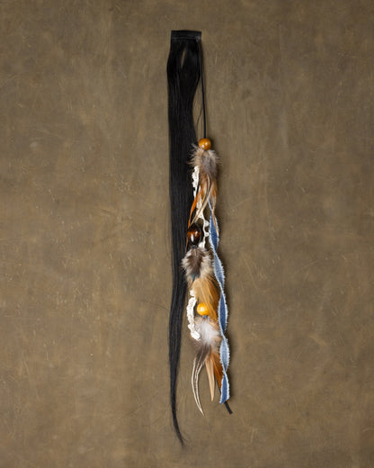 Denim & Lace Feather Chain - Coal