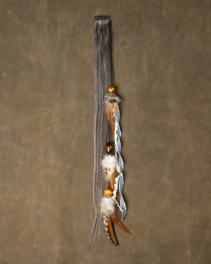 Denim & Lace Feather Chain - Salt & Pepper