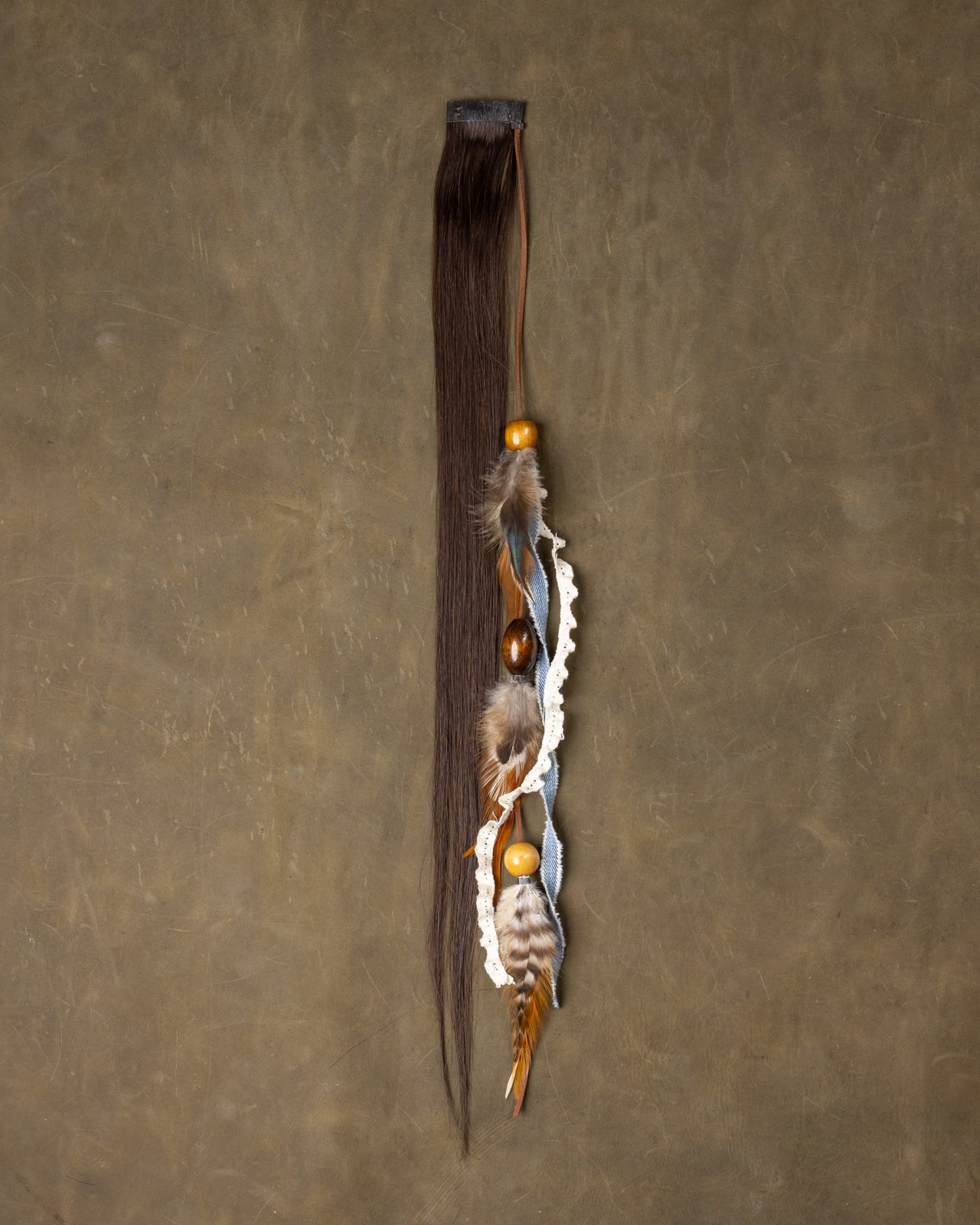 Denim & Lace Feather Chain - Smoke