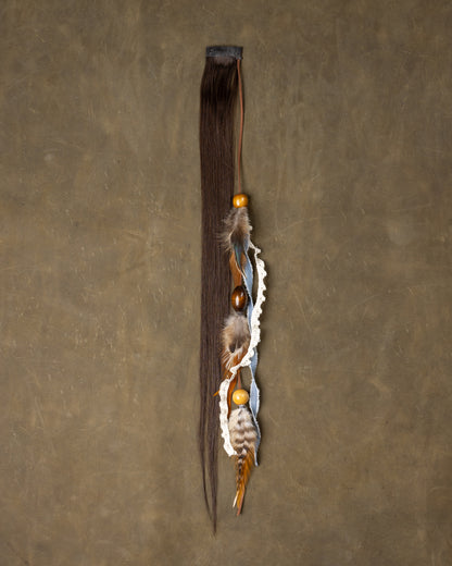 Denim & Lace Feather Chain - Smoke
