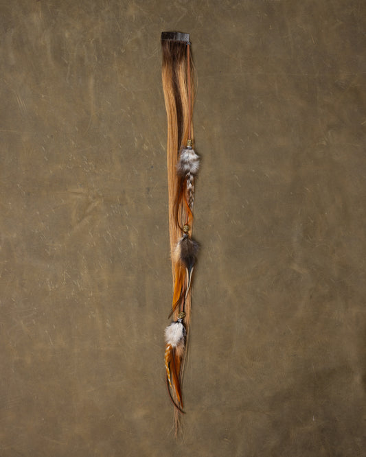 Gold Bead Feather Chain - Autumn