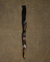 Gold Bead Feather Chain - Black Stone
