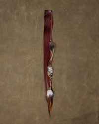 Gold Bead Feather Chain - Burgundy