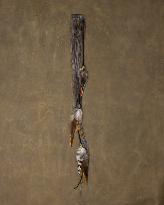 Gold Bead Feather Chain - Salt & Pepper