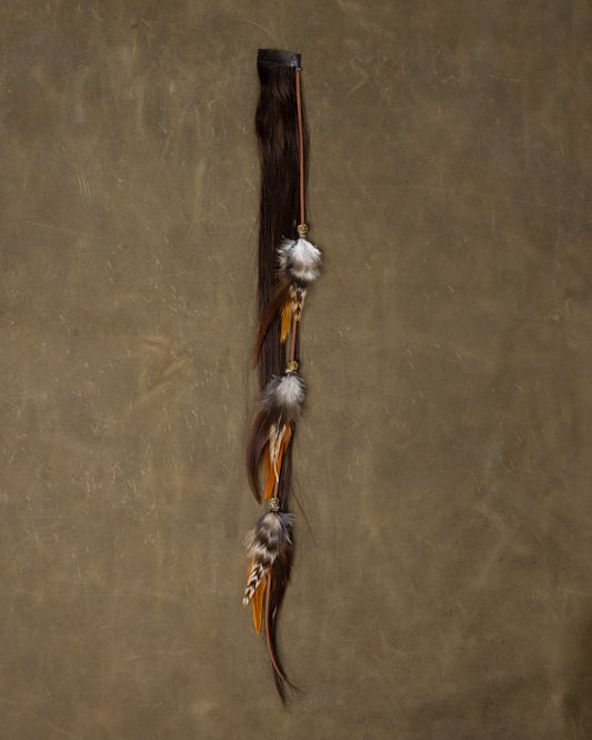 Gold Bead Feather Chain - Smoke