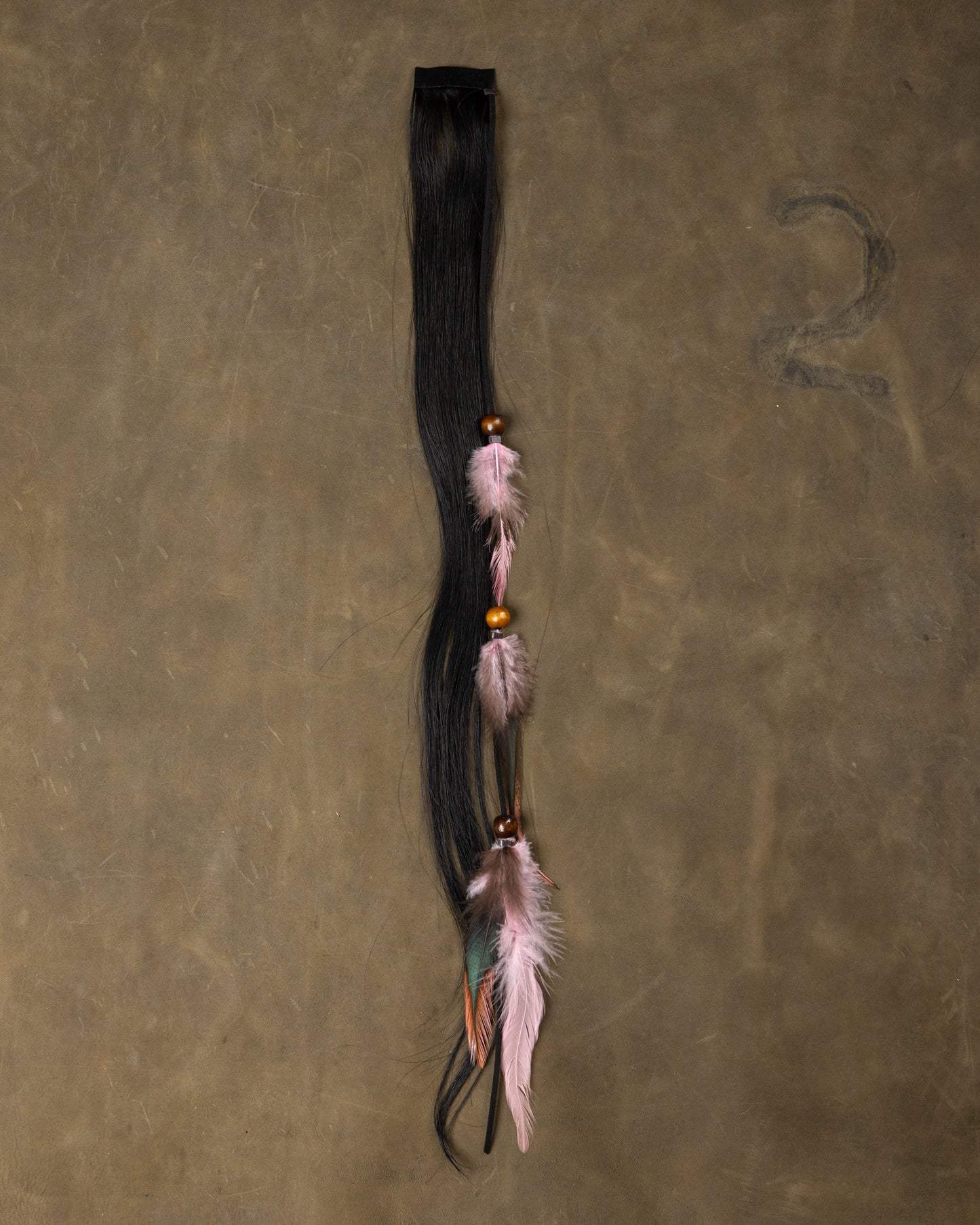 Pink Feather Chain - Black Stone