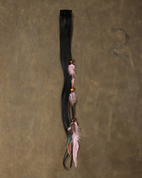 Pink Feather Chain - Black Stone