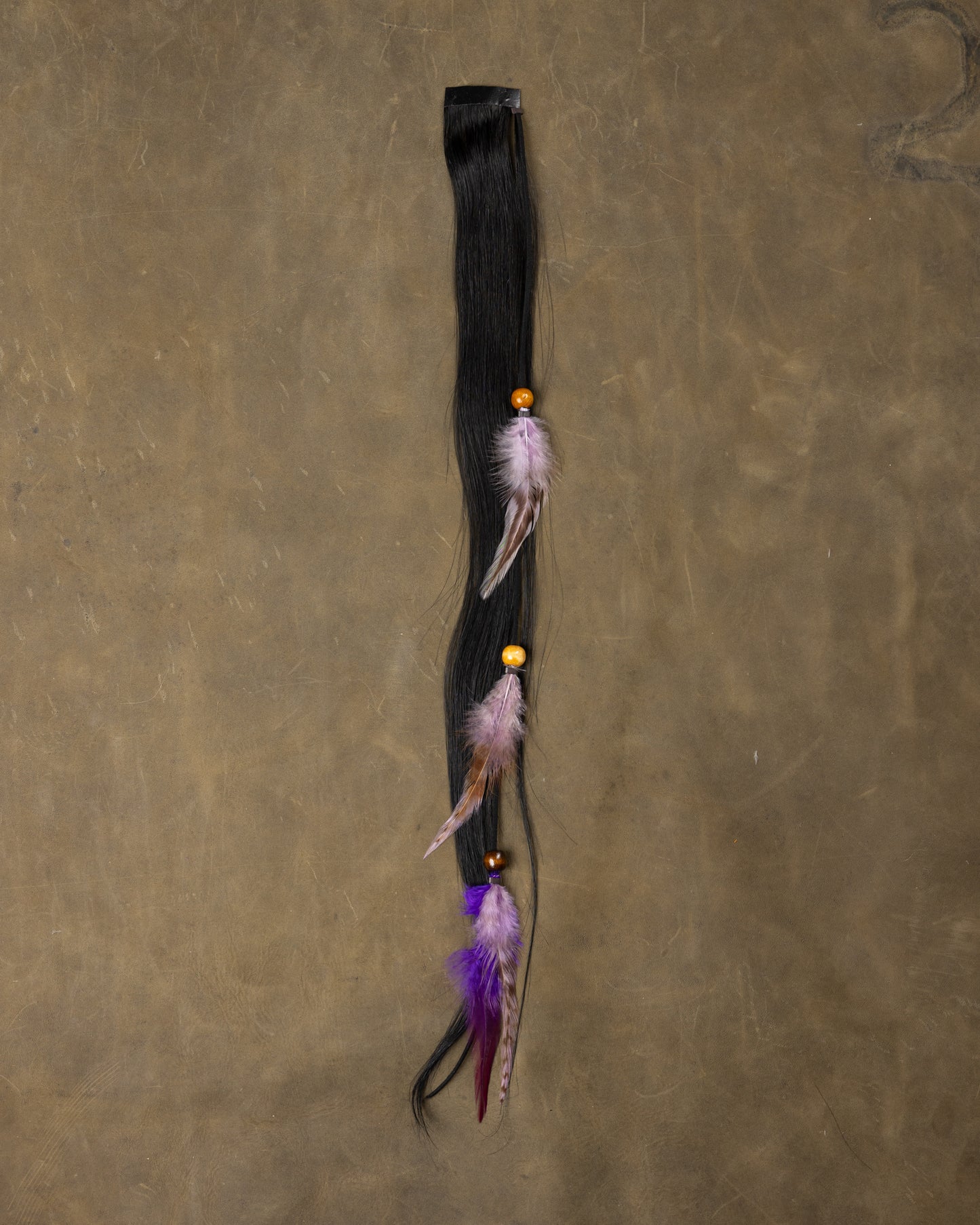 Purple Feather Chain - Black Stone