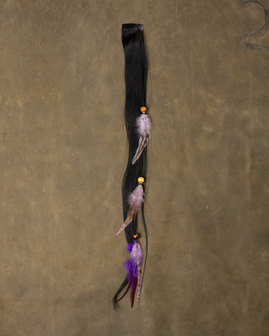 Purple Feather Chain - Black Stone