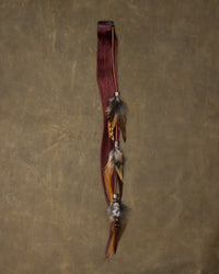 Silver Bead Feather Chain - Burgundy