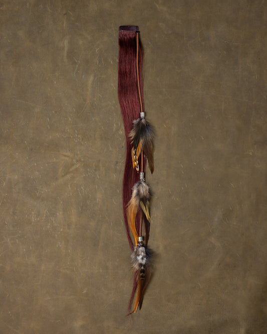 Silver Bead Feather Chain - Burgundy