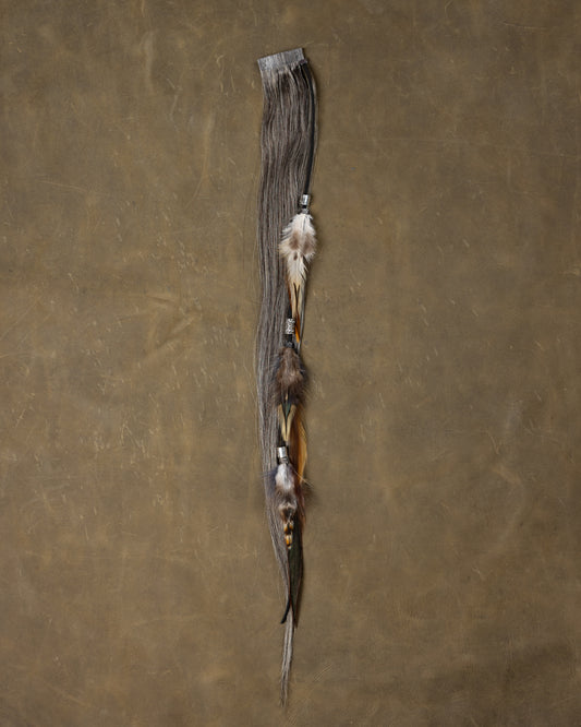 Silver Bead Feather Chain - Salt & Pepper