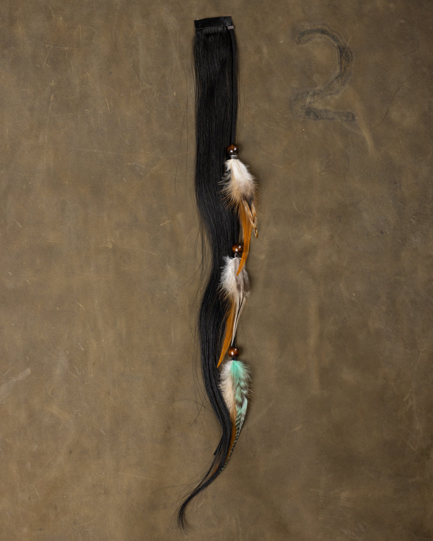 Turquoise Feather Chain - Black Stone