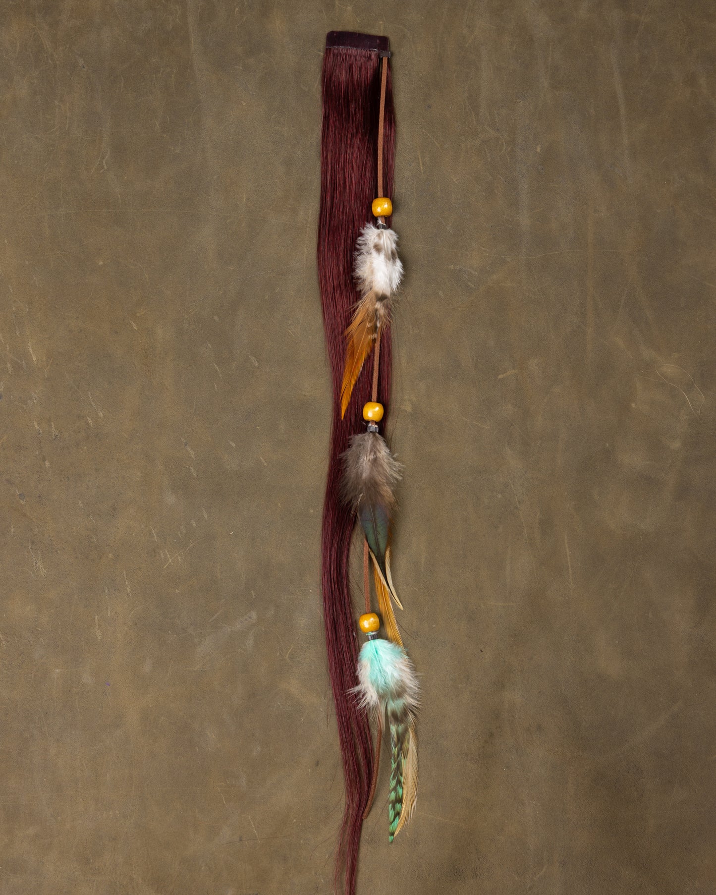 Turquoise Feather Chain - Burgundy