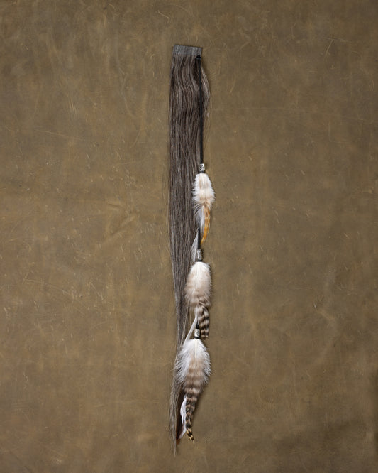 White Swan Feather Chain - Salt & Pepper