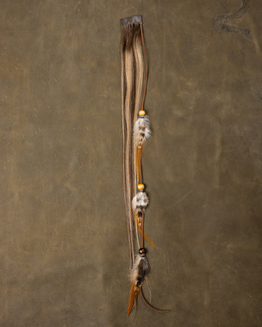 Wood Bead Feather Chain - Mica